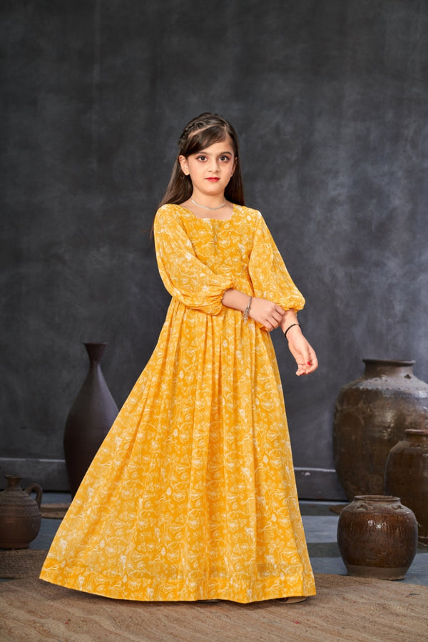 Heavy Georgette Digital Print Fully Flared Anarkali Gown for Girls Clothsvilla