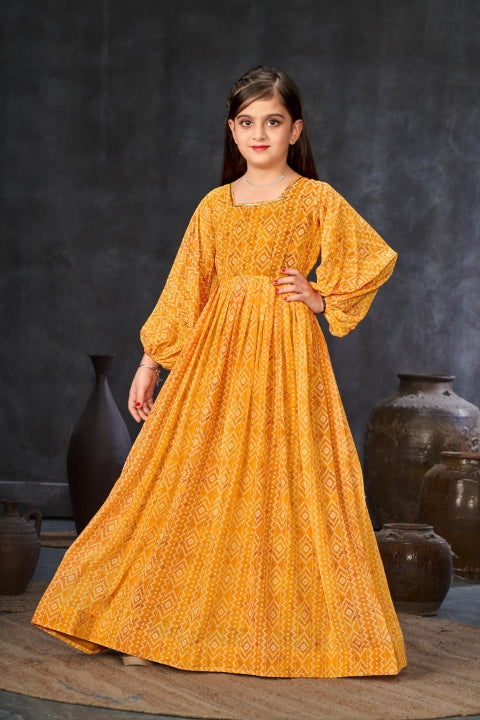 Heavy Georgette Digital Print Fully Flared Anarkali Gown for Girls Clothsvilla