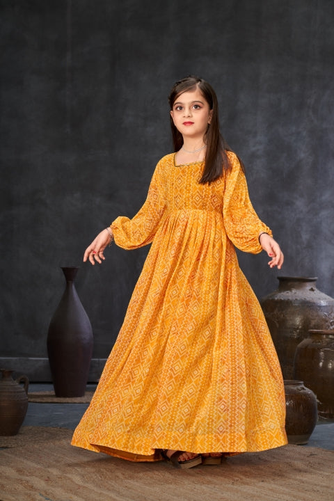 Heavy Georgette Digital Print Fully Flared Anarkali Gown for Girls Clothsvilla