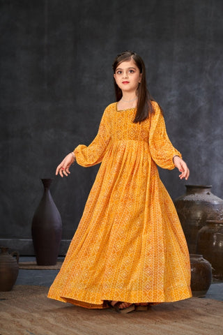 Heavy Georgette Digital Print Fully Flared Anarkali Gown for Girls Clothsvilla