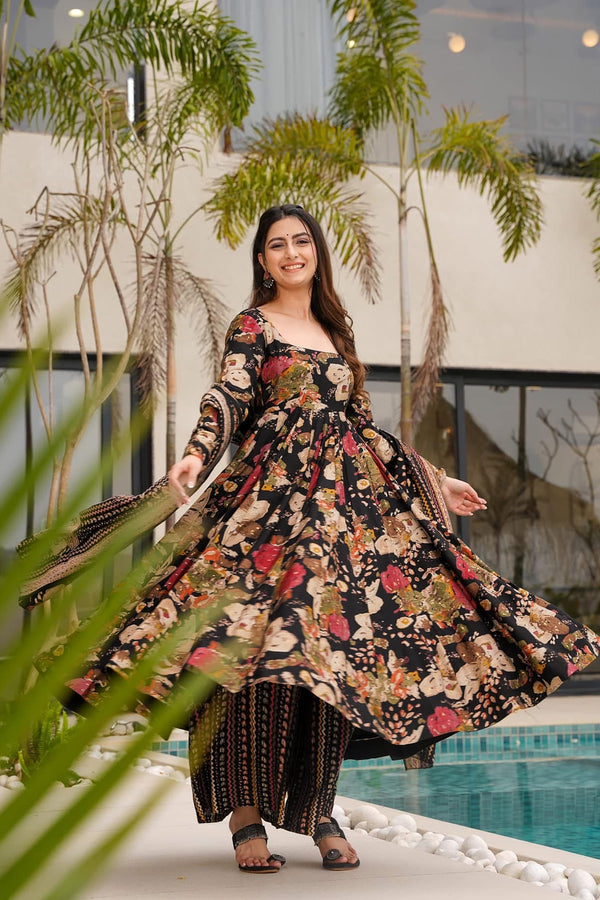 Heavy Mul Cotton Digital Print Anarkali Gown with Dupatta Clothsvilla