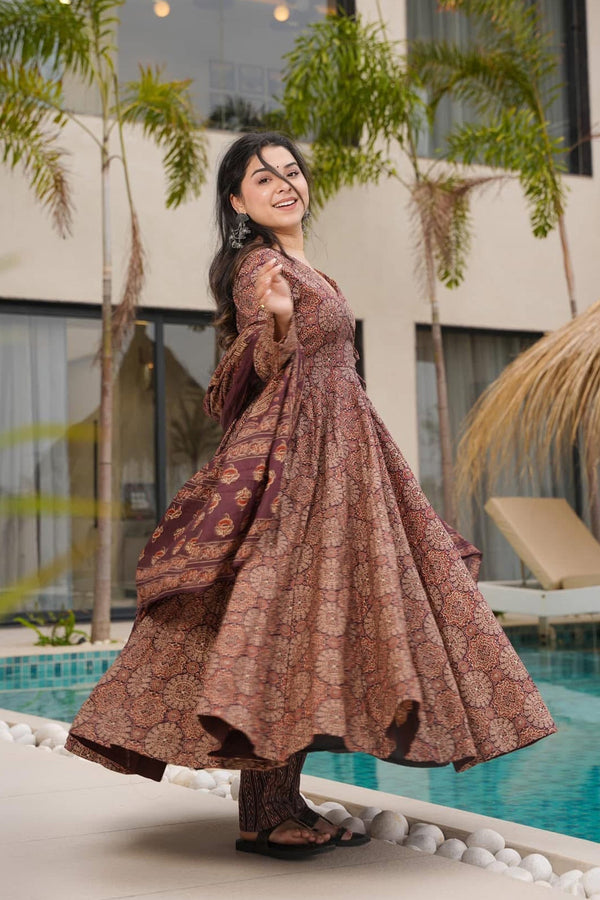 Heavy Mul Cotton Digital Print Anarkali Gown with Dupatta Clothsvilla