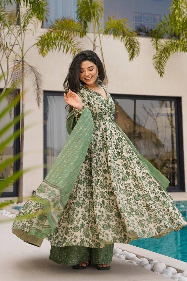 Heavy Mul Cotton Digital Print Anarkali Gown with Dupatta Clothsvilla