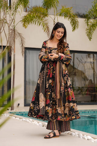 Heavy Mul Cotton Digital Print Anarkali Gown with Dupatta Clothsvilla