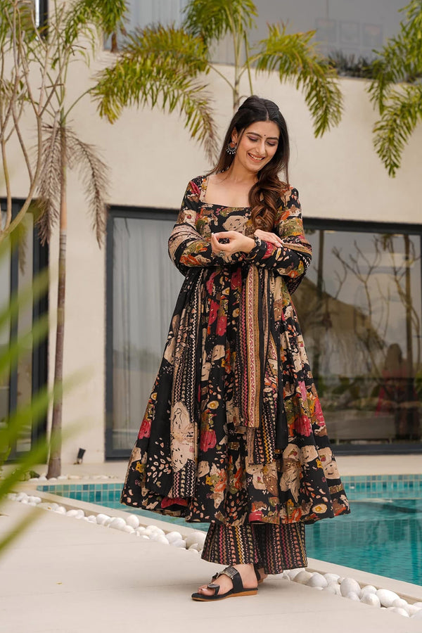 Heavy Mul Cotton Digital Print Anarkali Gown with Dupatta Clothsvilla
