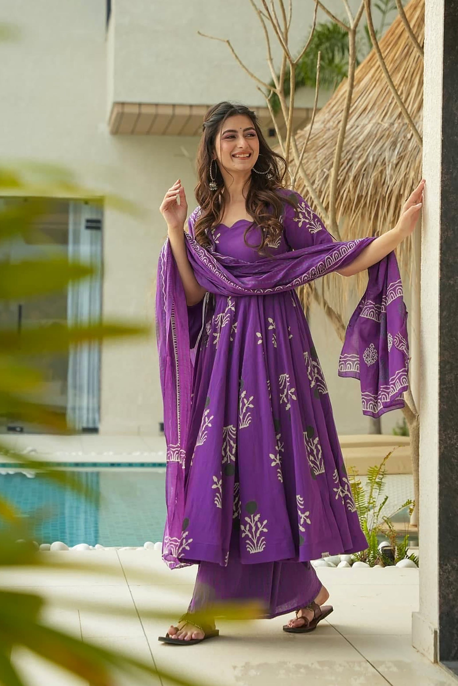 Heavy Mul Cotton Digital Print Anarkali Gown with Dupatta Clothsvilla