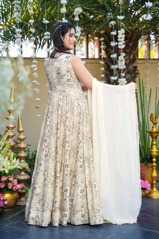 Heavy Rayon Digital Print Anarkali Gown with Georgette Dupatta Clothsvilla