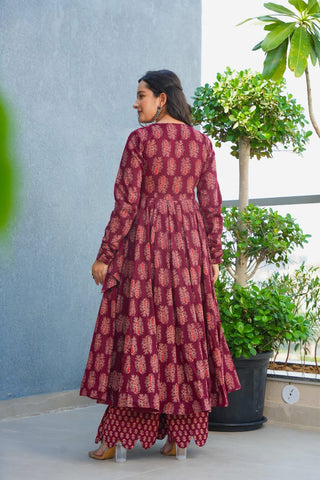 Heavy Rayon Digital Print Anarkali Kurti Pant Set Clothsvilla