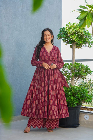 Heavy Rayon Digital Print Anarkali Kurti Pant Set Clothsvilla