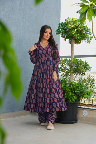 Heavy Rayon Digital Print Anarkali Kurti Pant Set Clothsvilla