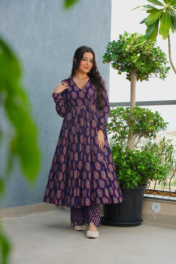 Heavy Rayon Digital Print Anarkali Kurti Pant Set Clothsvilla