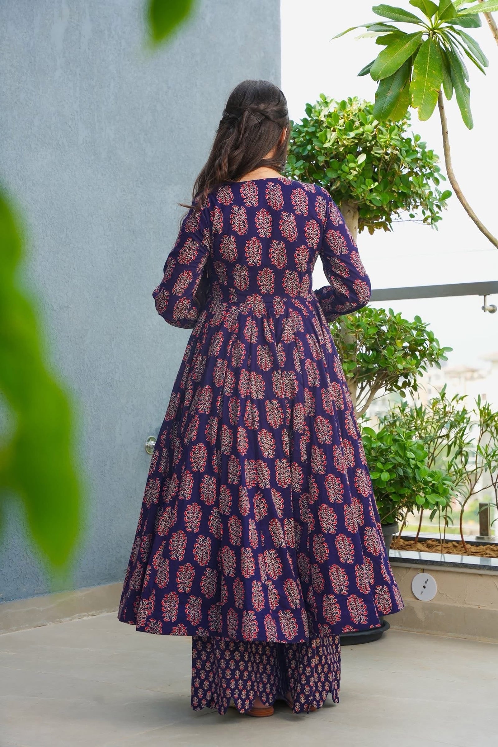 Heavy Rayon Digital Print Anarkali Kurti Pant Set Clothsvilla