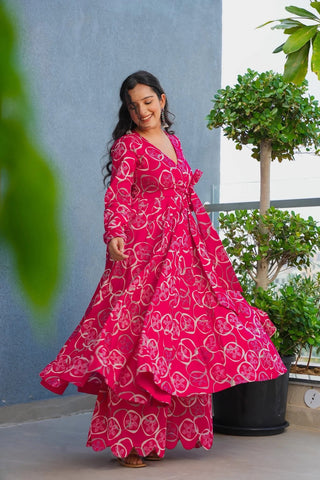 Heavy Rayon Digital Print Anarkali Kurti Pant Set Clothsvilla