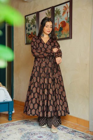 Heavy Rayon Digital Print Anarkali Kurti Pant Set Clothsvilla