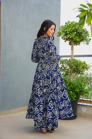 Heavy Rayon Digital Print Anarkali Kurti Pant Set Clothsvilla