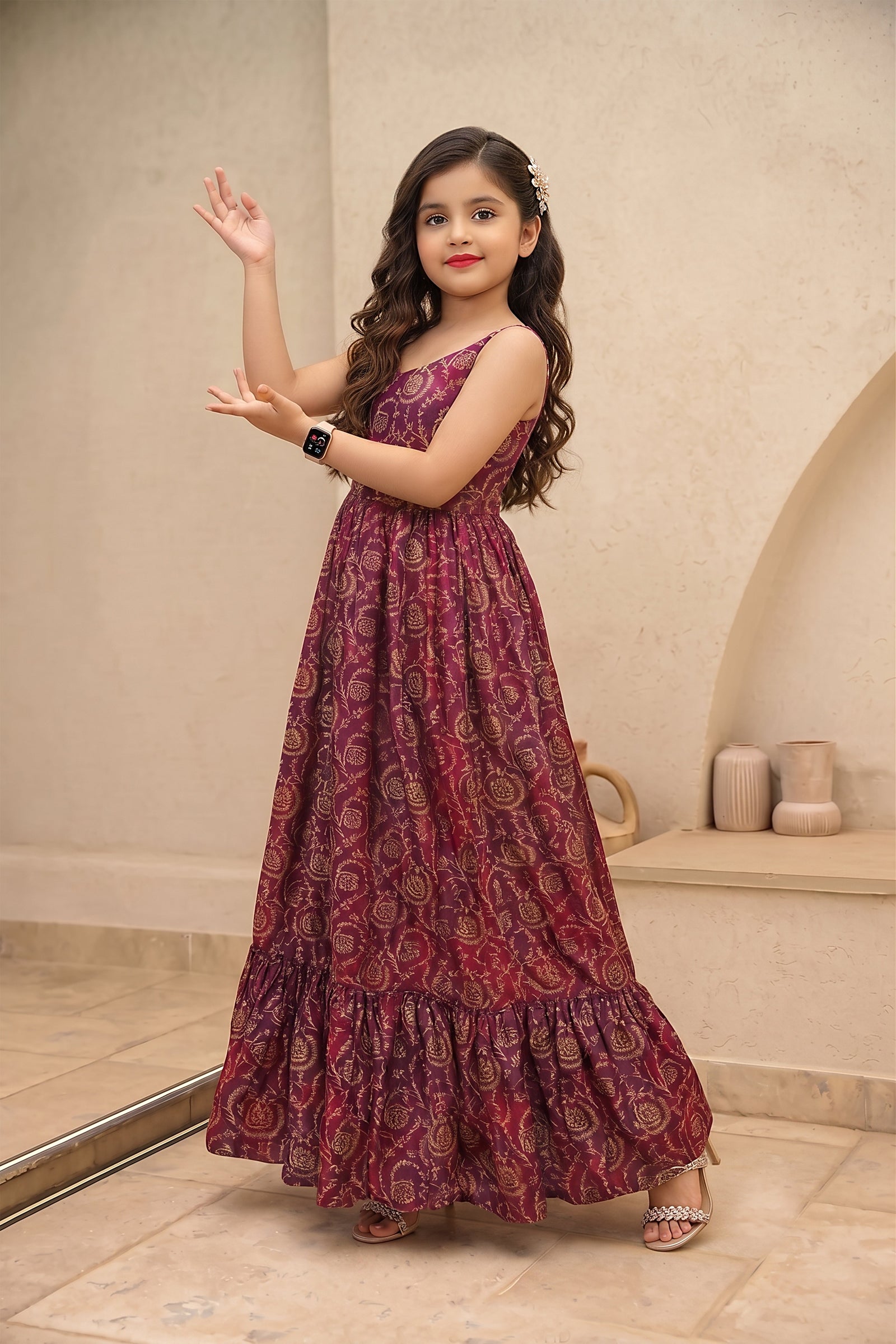 Heavy Rayon Digital Print Full Flare Anarkali Gown for Girls Clothsvilla