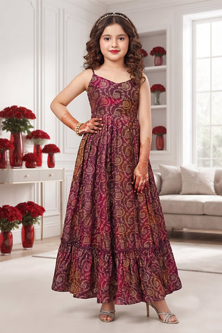 Heavy Rayon Digital Print Full Flare Anarkali Gown for Girls Clothsvilla