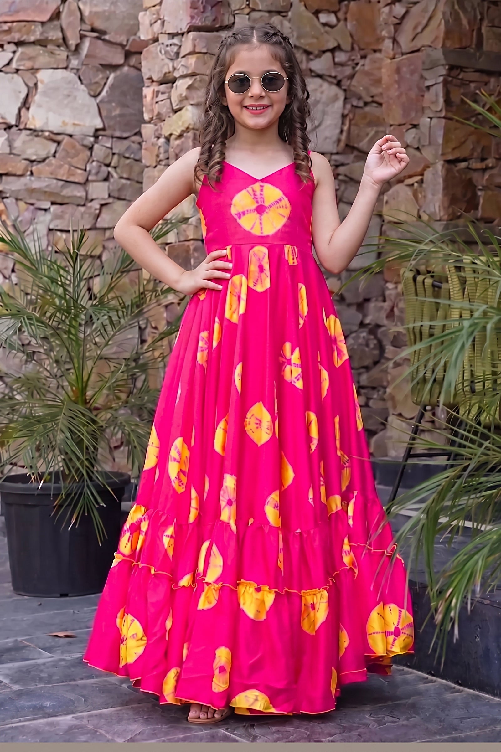 Heavy Rayon Digital Print Full Flare Anarkali Gown for Girls Clothsvilla