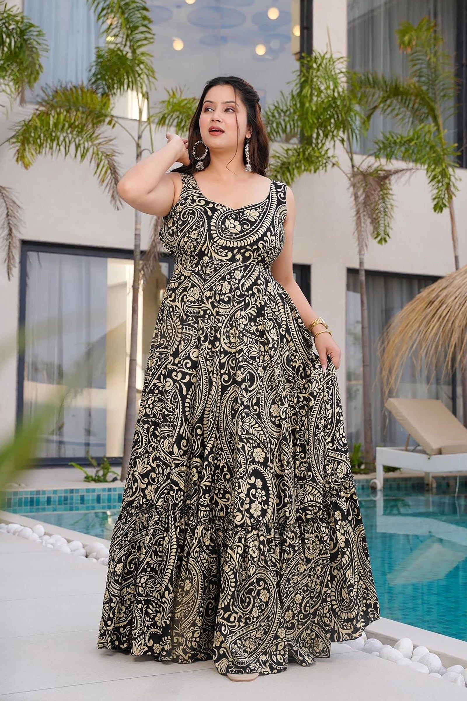 Heavy Rayon Digital Print Full Flare Anarkali Gown for Women Clothsvilla