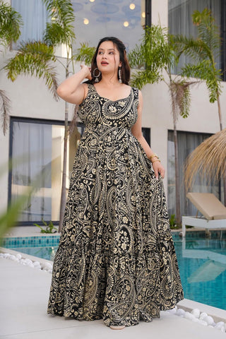 Heavy Rayon Digital Print Full Flare Anarkali Gown for Women Clothsvilla
