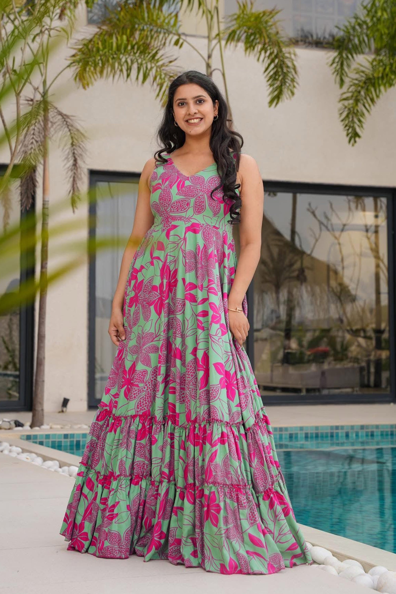 Heavy Rayon Digital Print Full Flare Anarkali Gown for Women Clothsvilla