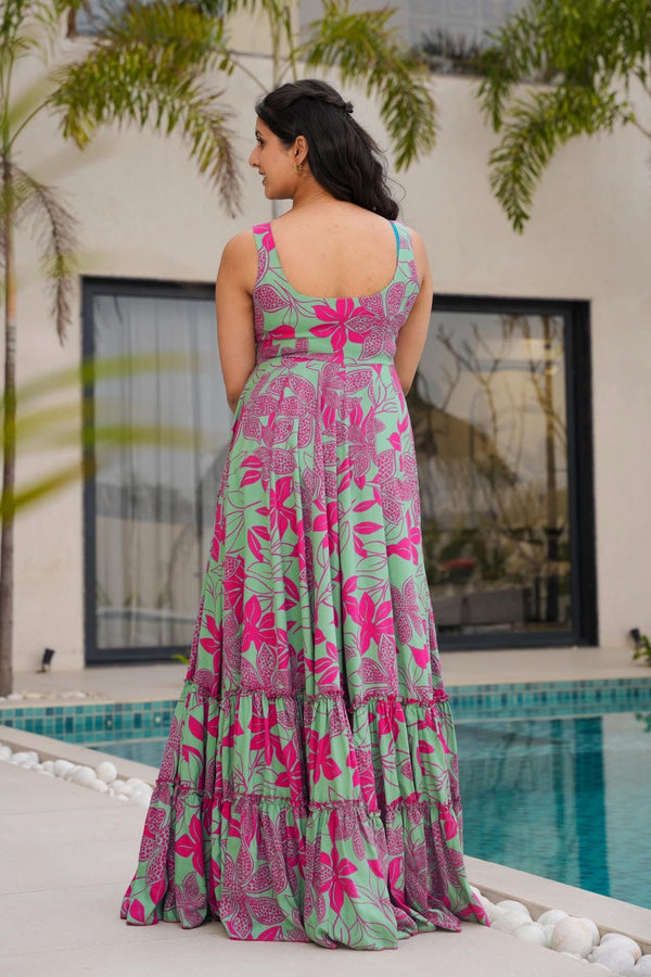 Heavy Rayon Digital Print Full Flare Anarkali Gown for Women Clothsvilla