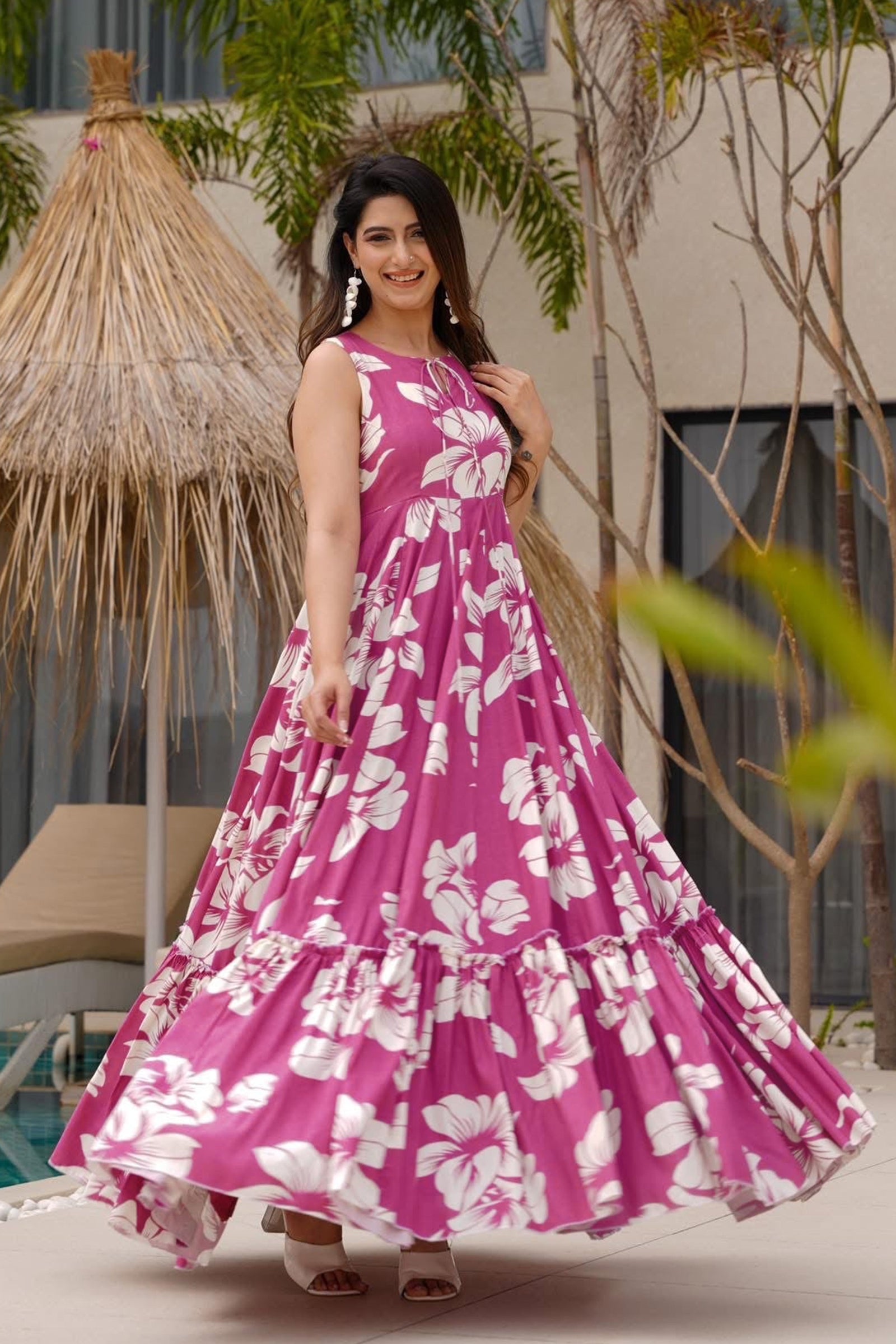 Heavy Rayon Digital Print Full Flare Anarkali Gown for Women Clothsvilla