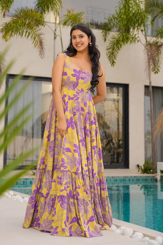 Heavy Rayon Digital Print Full Flare Anarkali Gown for Women Clothsvilla
