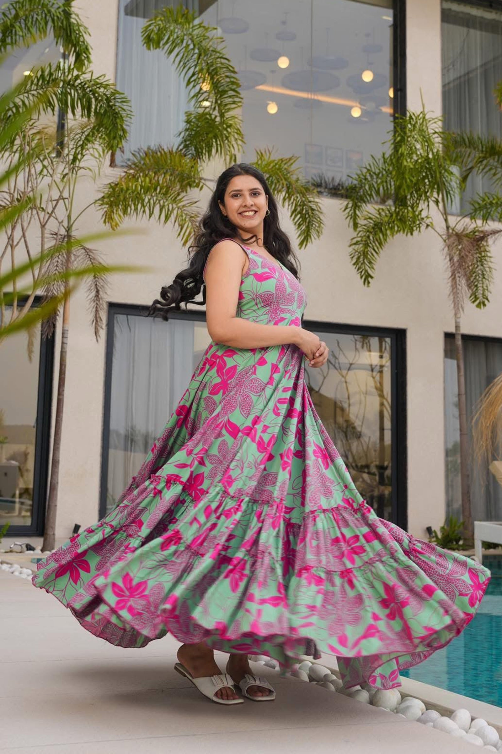 Heavy Rayon Digital Print Full Flare Anarkali Gown for Women Clothsvilla