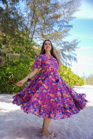 Heavy Rayon Digital Print Full Flare Anarkali Gown Clothsvilla