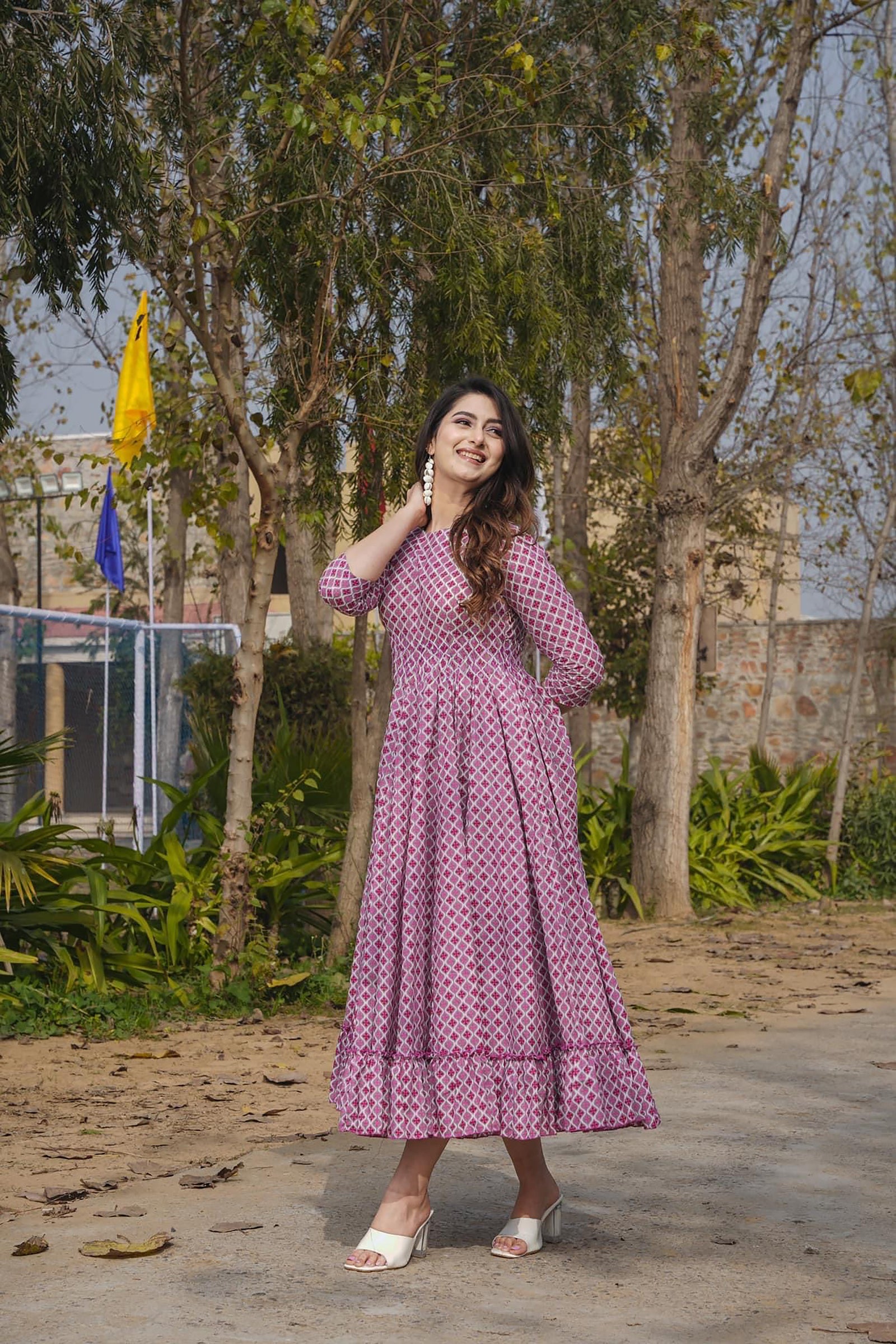 Heavy Rayon Digital Print Full Flare Anarkali Gown Clothsvilla