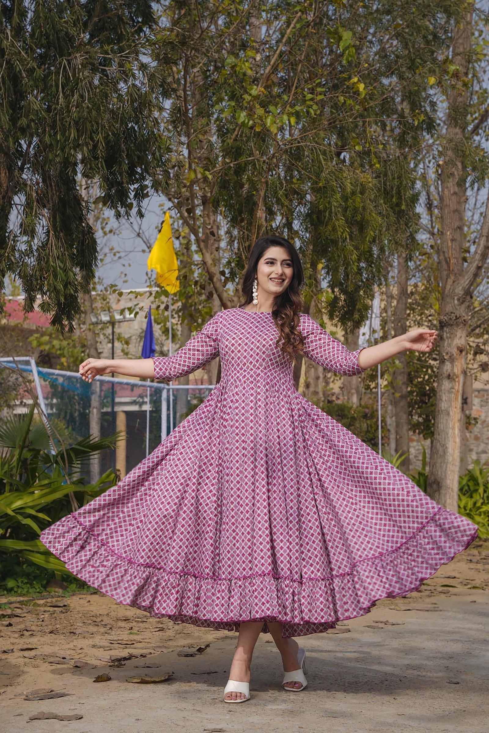 Heavy Rayon Digital Print Full Flare Anarkali Gown Clothsvilla