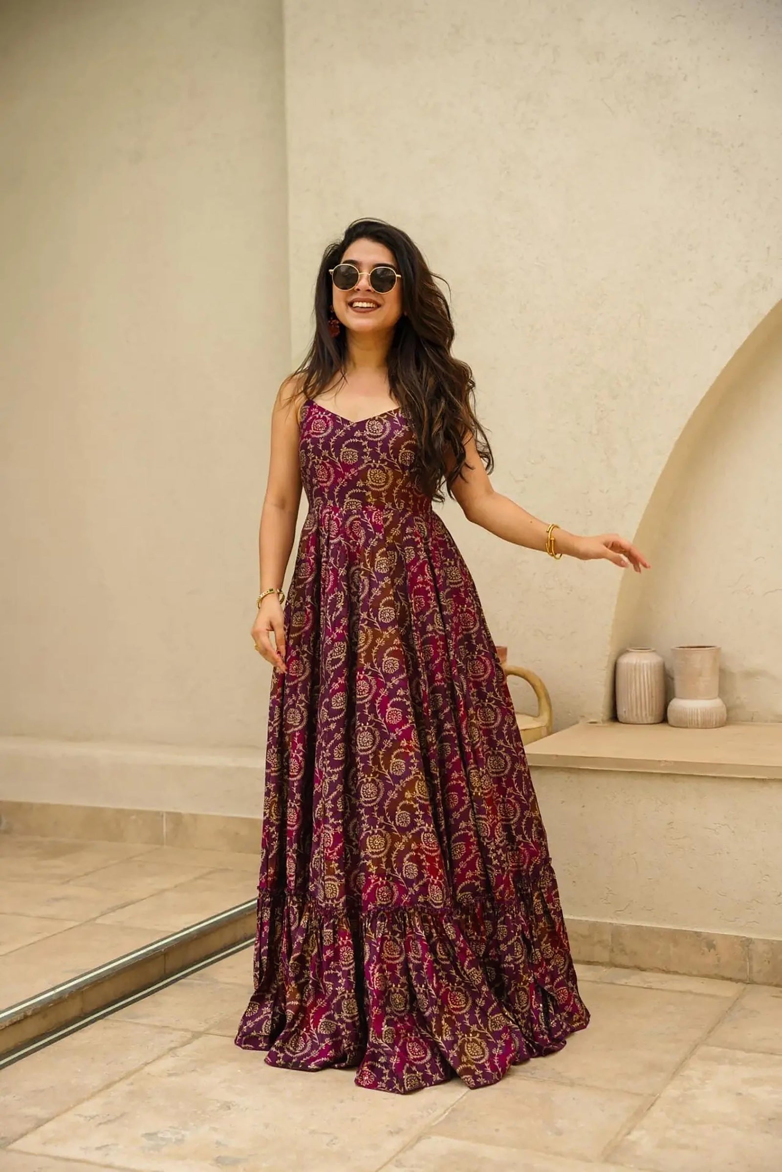 Heavy Rayon Digital Print Full Flare Long Anarkali Gown Clothsvilla