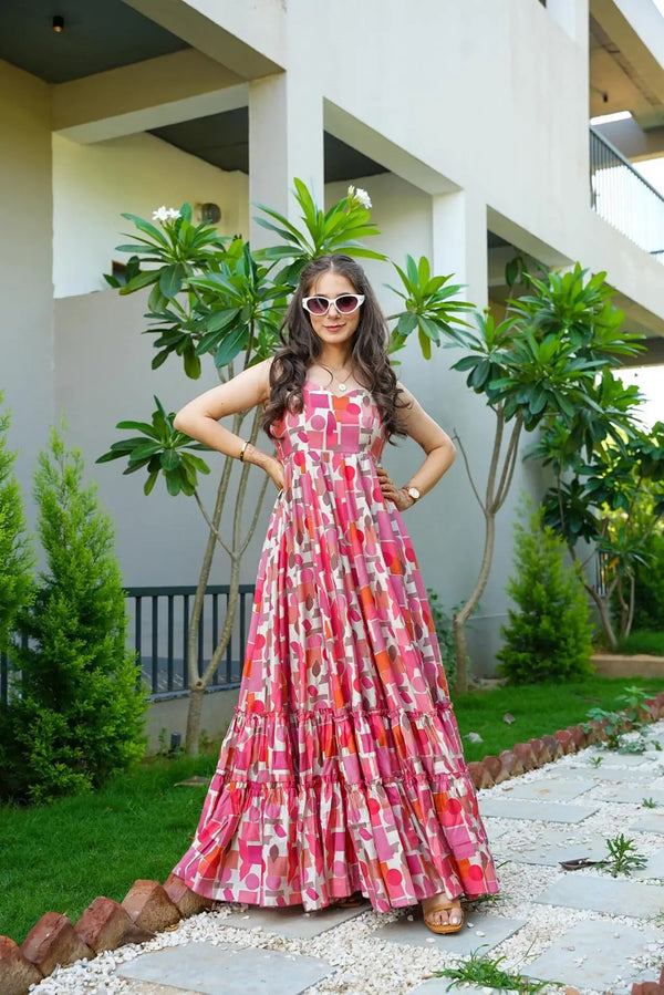 Heavy Rayon Digital Print Full Flare Long Anarkali Gown Clothsvilla