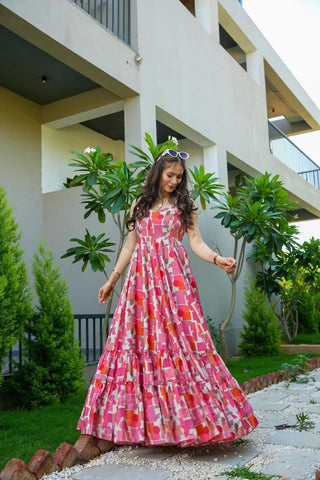 Heavy Rayon Digital Print Full Flare Long Anarkali Gown Clothsvilla