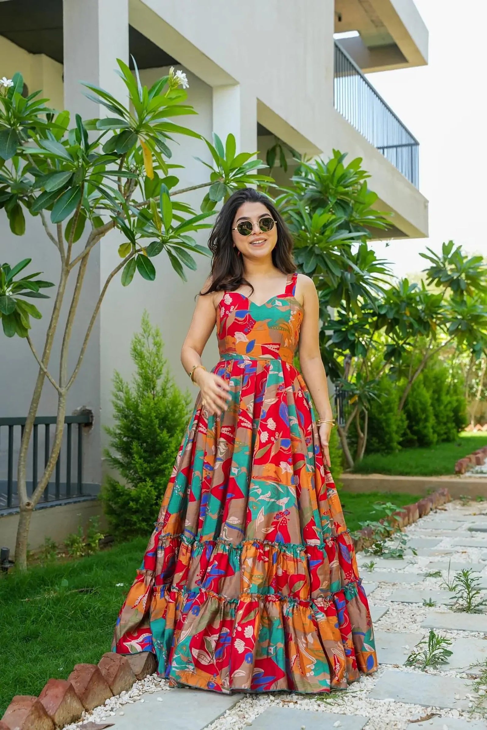 Heavy Rayon Digital Print Full Flare Long Anarkali Gown Clothsvilla