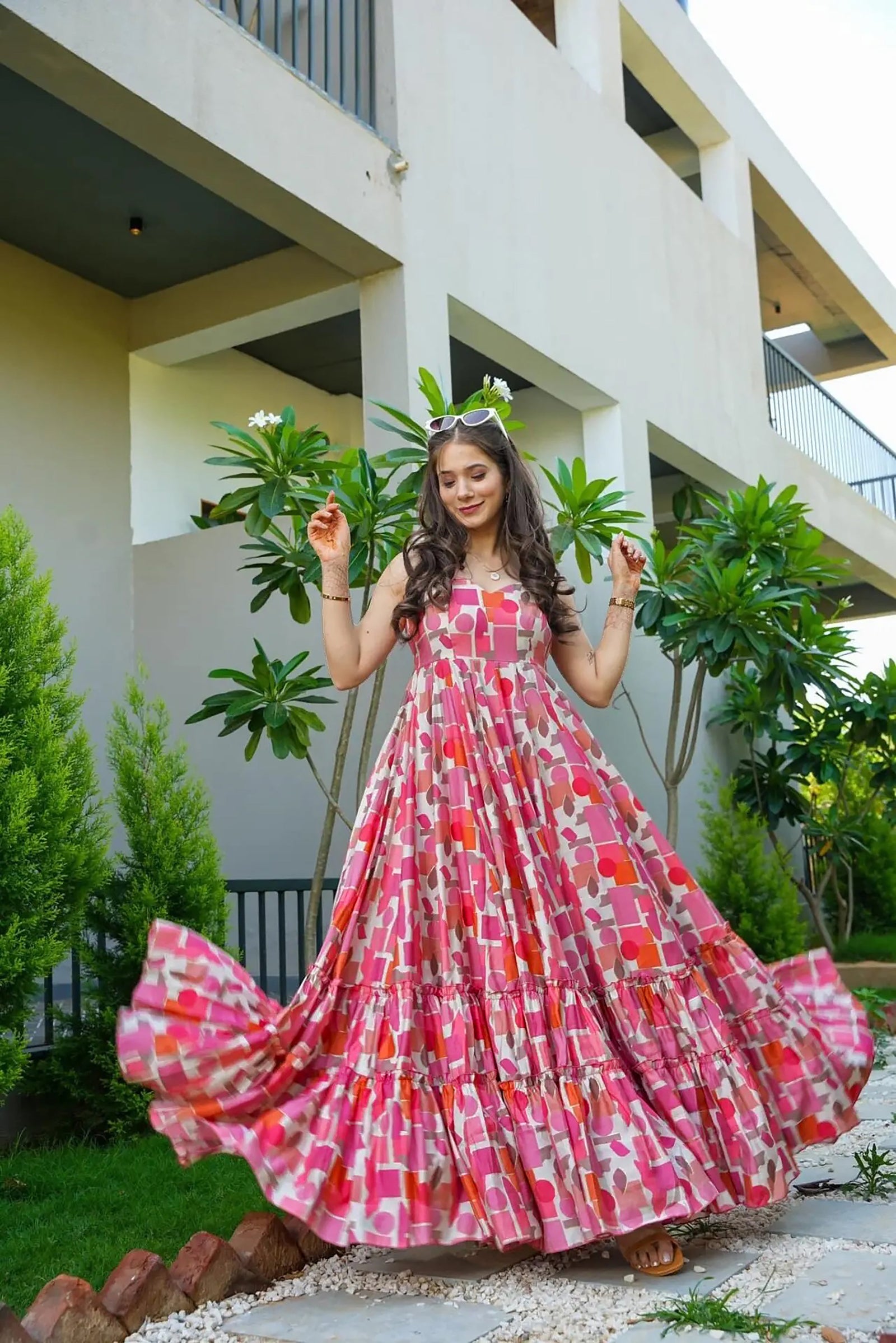 Heavy Rayon Digital Print Full Flare Long Anarkali Gown Clothsvilla