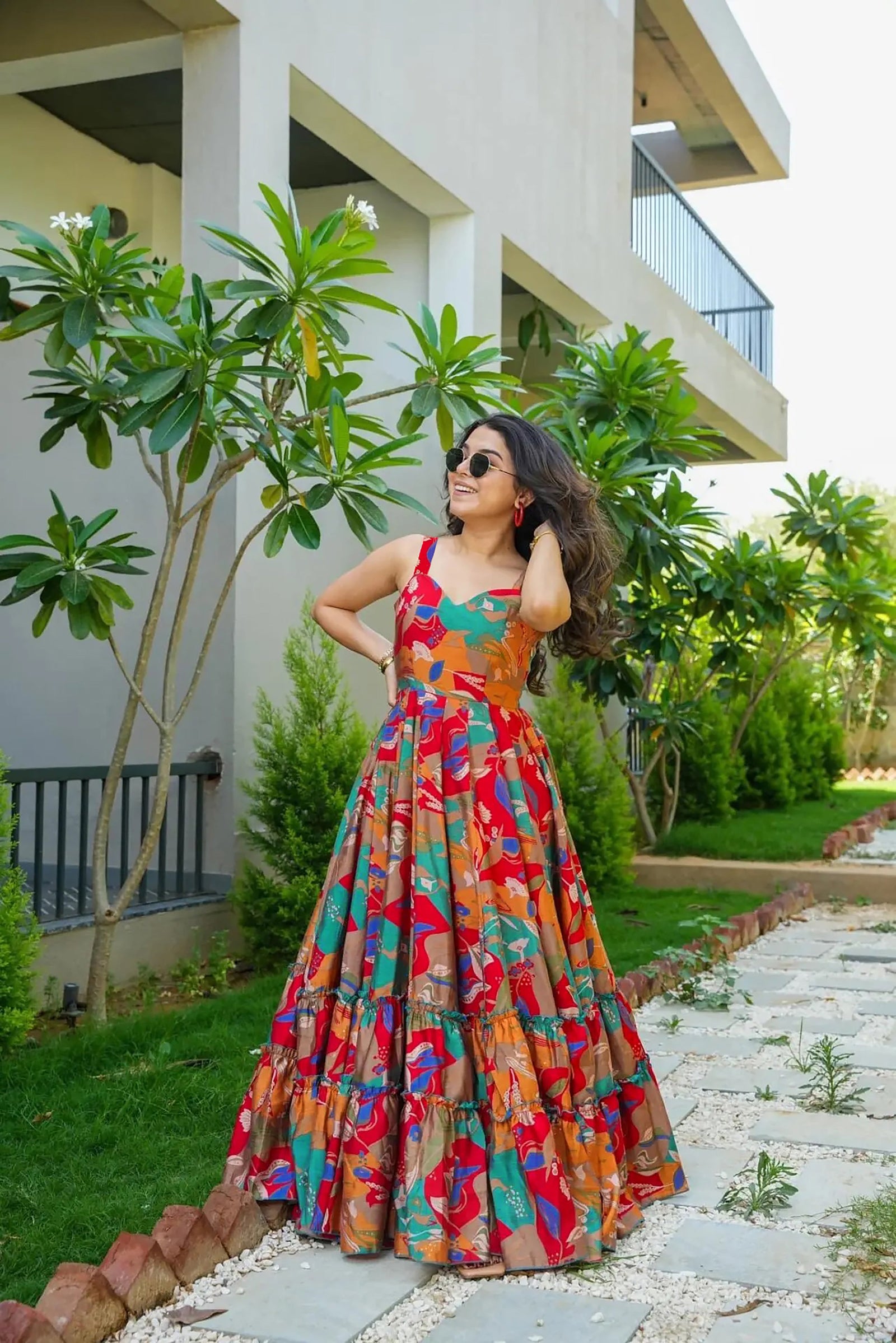 Heavy Rayon Digital Print Full Flare Long Anarkali Gown Clothsvilla