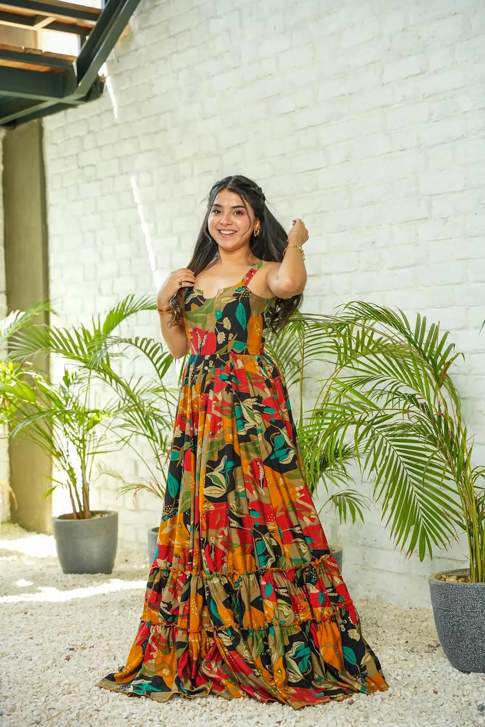 Heavy Rayon Digital Print Full Flare Long Anarkali Gown Clothsvilla