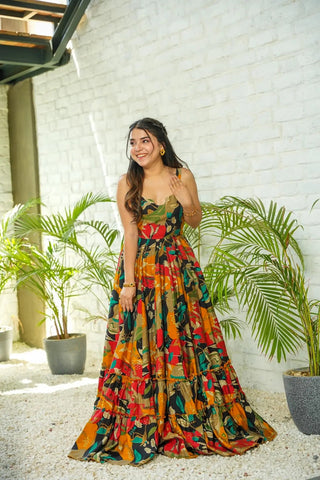 Heavy Rayon Digital Print Full Flare Long Anarkali Gown Clothsvilla