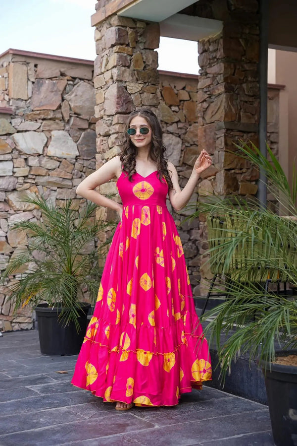 Heavy Rayon Digital Print Full Flare Long Anarkali Gown Clothsvilla
