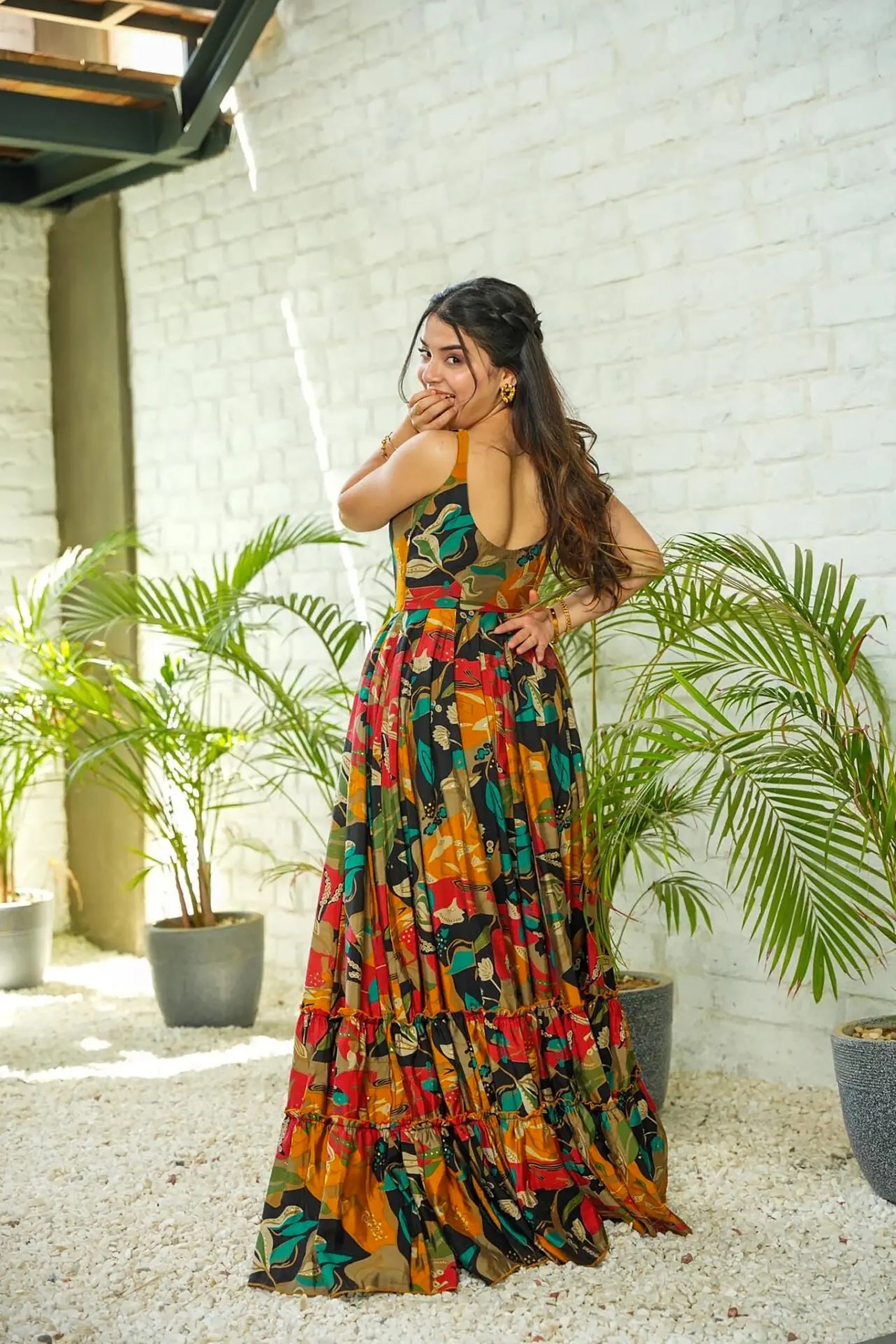 Heavy Rayon Digital Print Full Flare Long Anarkali Gown Clothsvilla