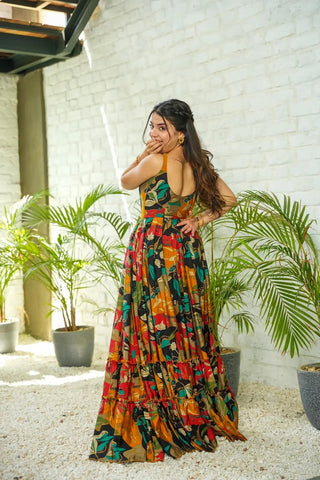 Heavy Rayon Digital Print Full Flare Long Anarkali Gown Clothsvilla