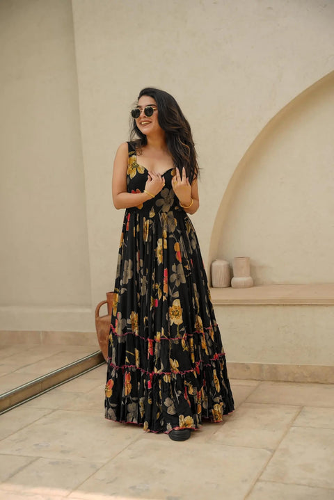 Heavy Rayon Digital Print Full Flare Long Anarkali Gown Clothsvilla Main image