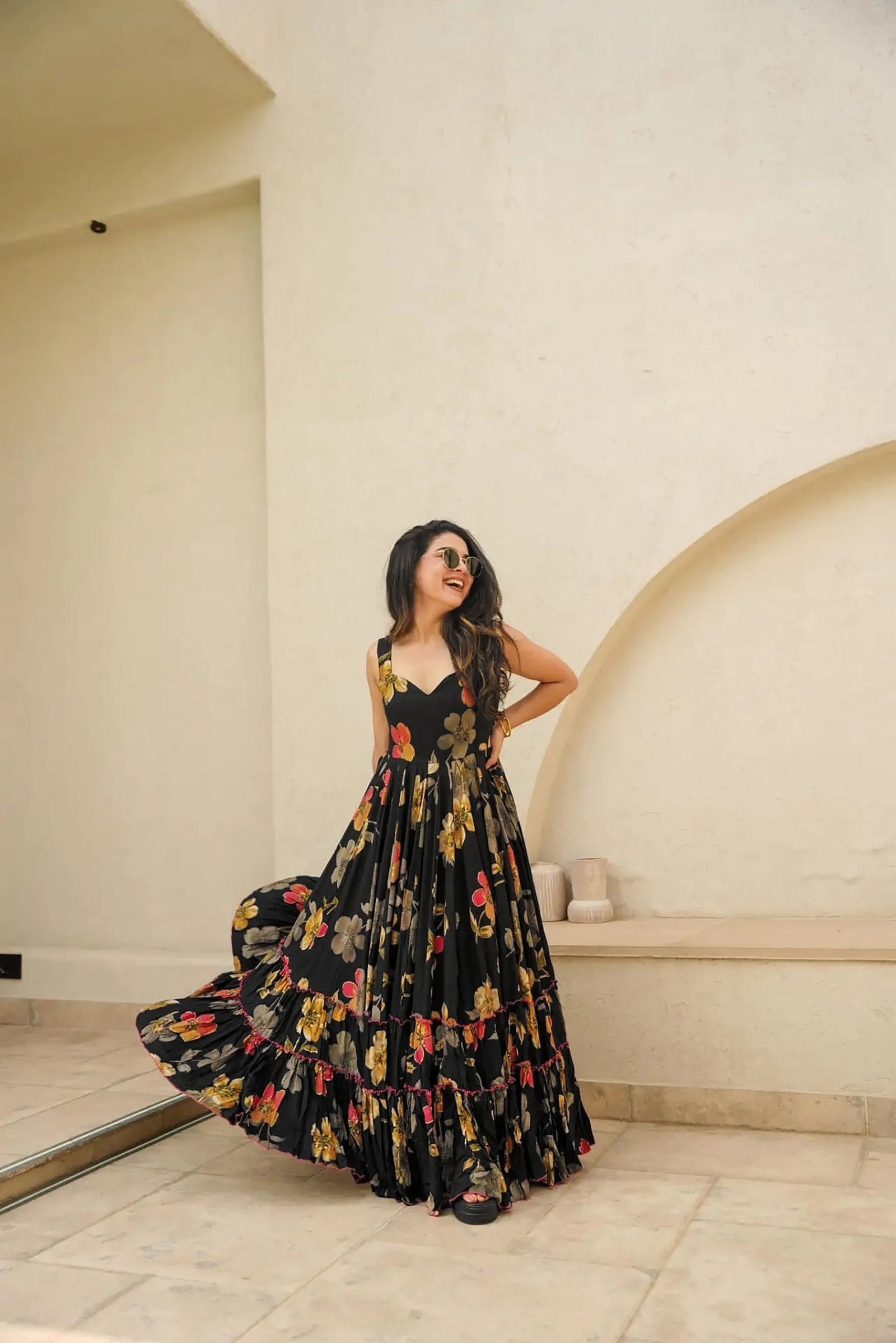 Heavy Rayon Digital Print Full Flare Long Anarkali Gown Clothsvilla