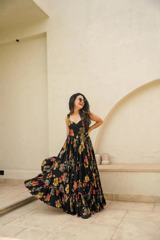 Heavy Rayon Digital Print Full Flare Long Anarkali Gown Clothsvilla