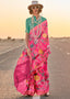 Hot Pink Elegant Tussar Silk Blend Saree with Blouse Piece ClothsVilla