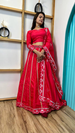 Hot Pink Glam – Two-Tone Slub Silk Lehenga Set ClothsVilla