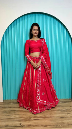 Hot Pink Glam – Two-Tone Slub Silk Lehenga Set ClothsVilla