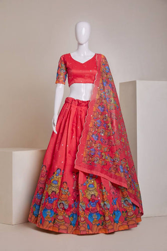 Hot Pink Luxury Heavy Silk Lehenga Set with Embroidery, Sequins & Printed Detailing ClothsVilla